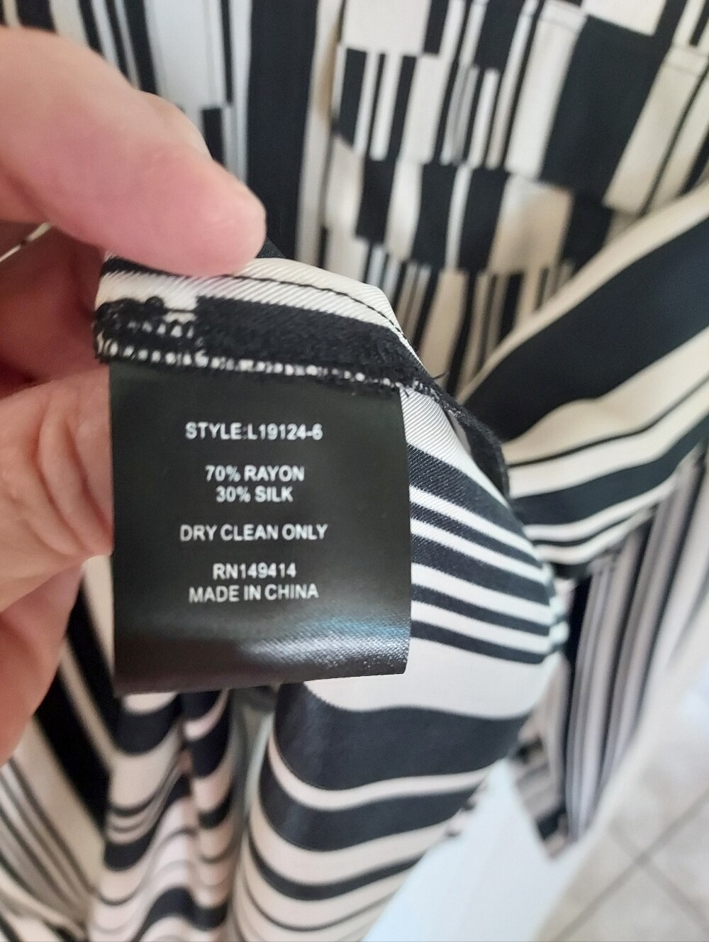 Johnny Was Jade Collection Geometric Black & White Striped Blouse